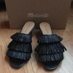 Madewell fringed mule sandals NIB